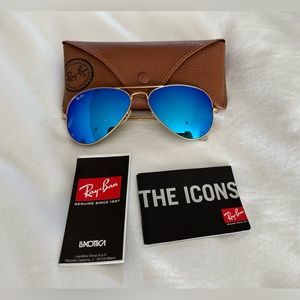 Genuine Blue Lens Ray-Ban Aviators with Case